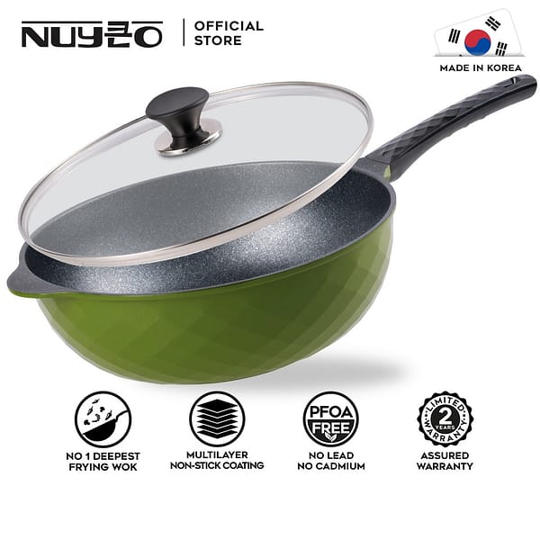 NUYEO Namu Series Non-Stick Marble Coating Frying Wok Pan (28cm/30cm/32cm)
